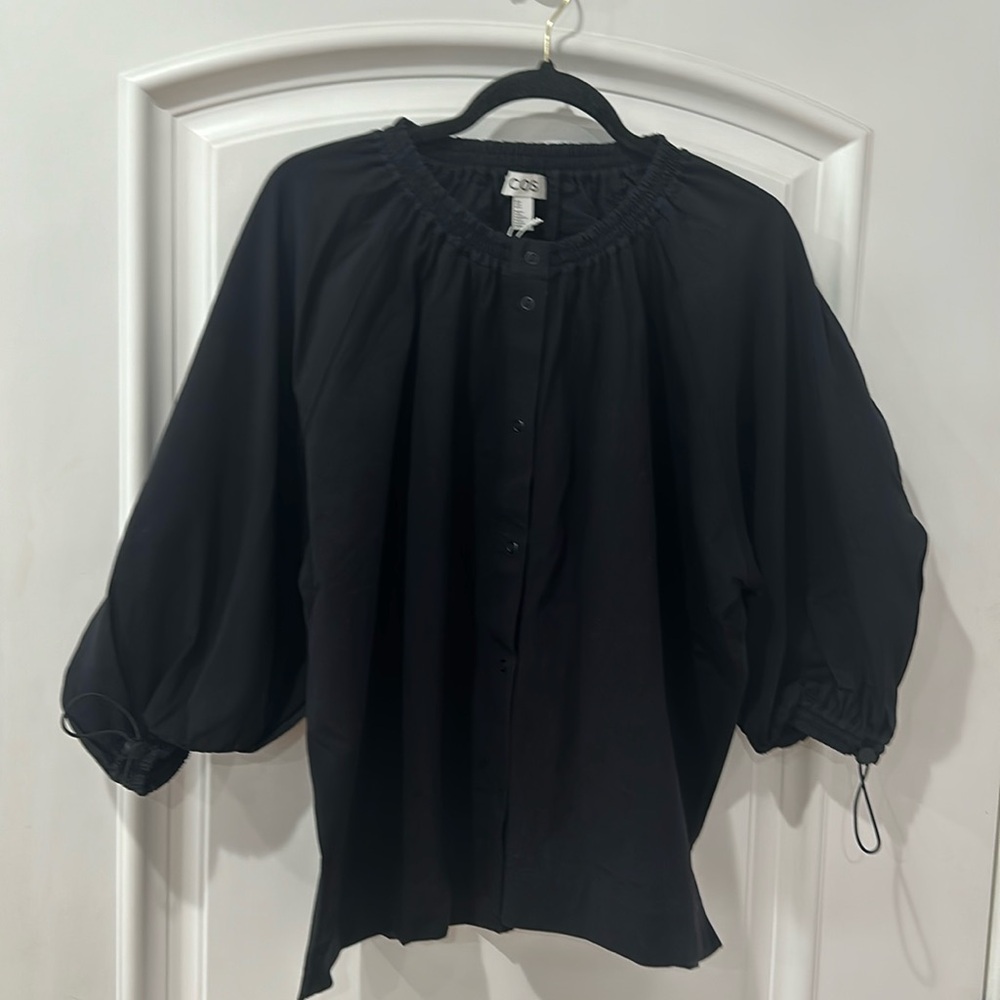 COS M oversized snap closure top
